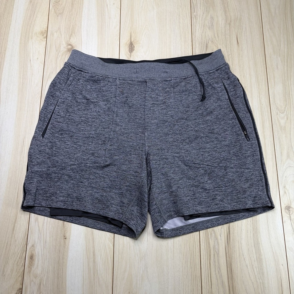 Lululemon Men T.H.E. Short 7" Mesh Liner Graphite Gray Zip Pockets Size XL